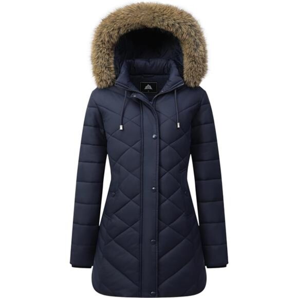 Women's Long Warm Winter Coat Windproof Thickened Fleece Lined Down Jacket - Picture 1 of 8